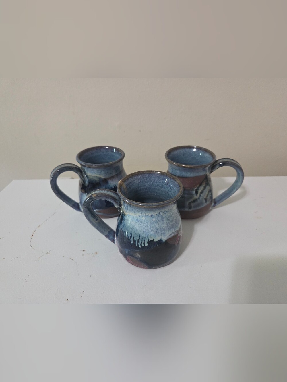Handcrafted Blue Ceramic Mugs - Set of 3 Made In Canada
